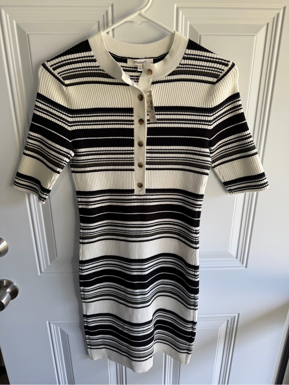 NWT Madewell Nora Stripe Henley Rib Knit Minidress size small
